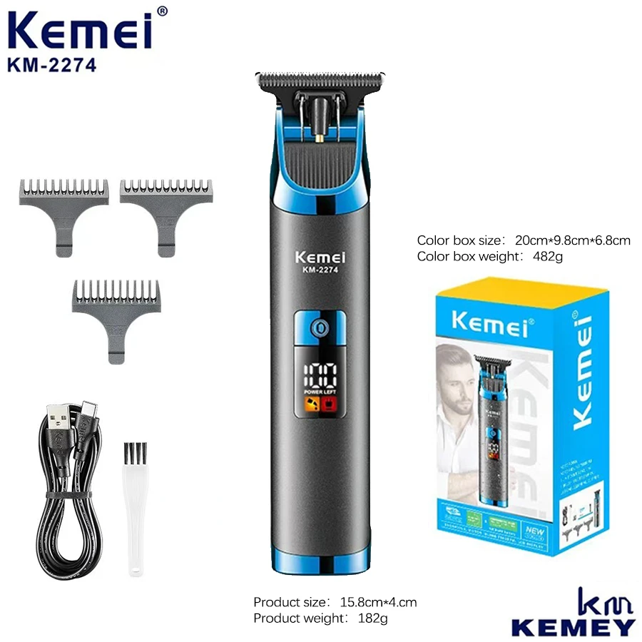 KM-2274 Kemei/KEMEI New Pushing Hair clipper with LCD digital display and fast oil filling head carving for hair cutting