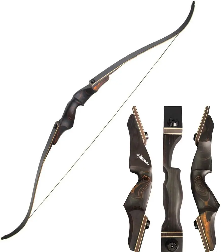 

60 Inch Takedown Recurve Bow and Arrow Set Archery Hunting Bow Right Hand 20-60lbs for Practice Competition Longbow Kit