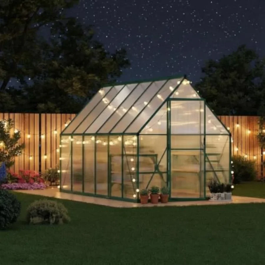 6x11 Feet Walk-in House for Outdoor Use, Polycarbonate Panels Aluminum Frame, Transparent, Weather-Resistant and Easy Assembly