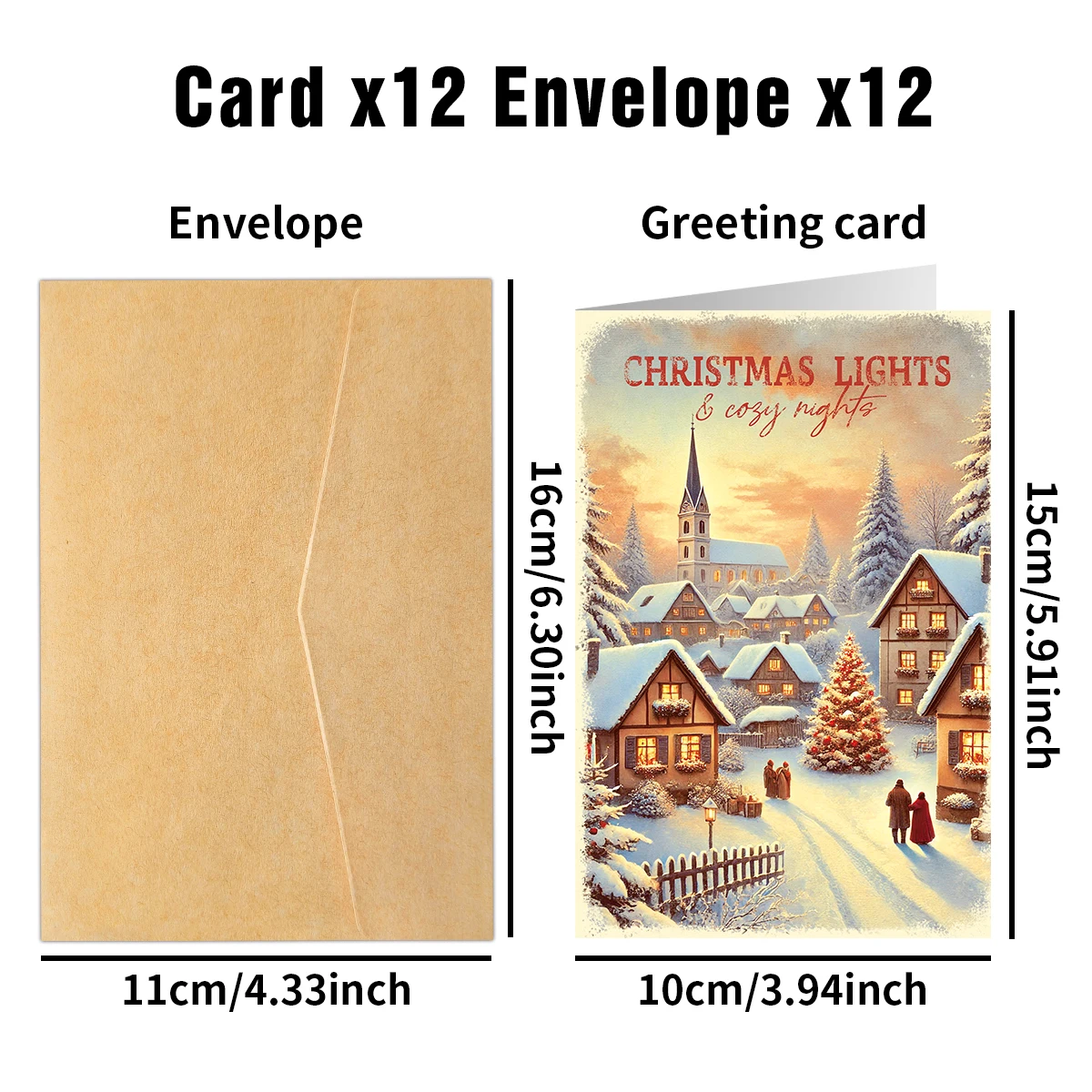 12 Stück Vintage-Weihnachtsgrußkarten, exquisite Illustrationen des Weihnachtsmanns, Weihnachtswünsche für Familie, Freunde, Home-Party-Karte – Detail 4