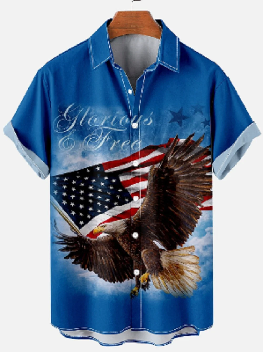 Summer Men's Shirts Fashion American Independence Day Flag Printed Shirts Graphic Short Sleeve Beach Shirts Wear Boys Girls Tops