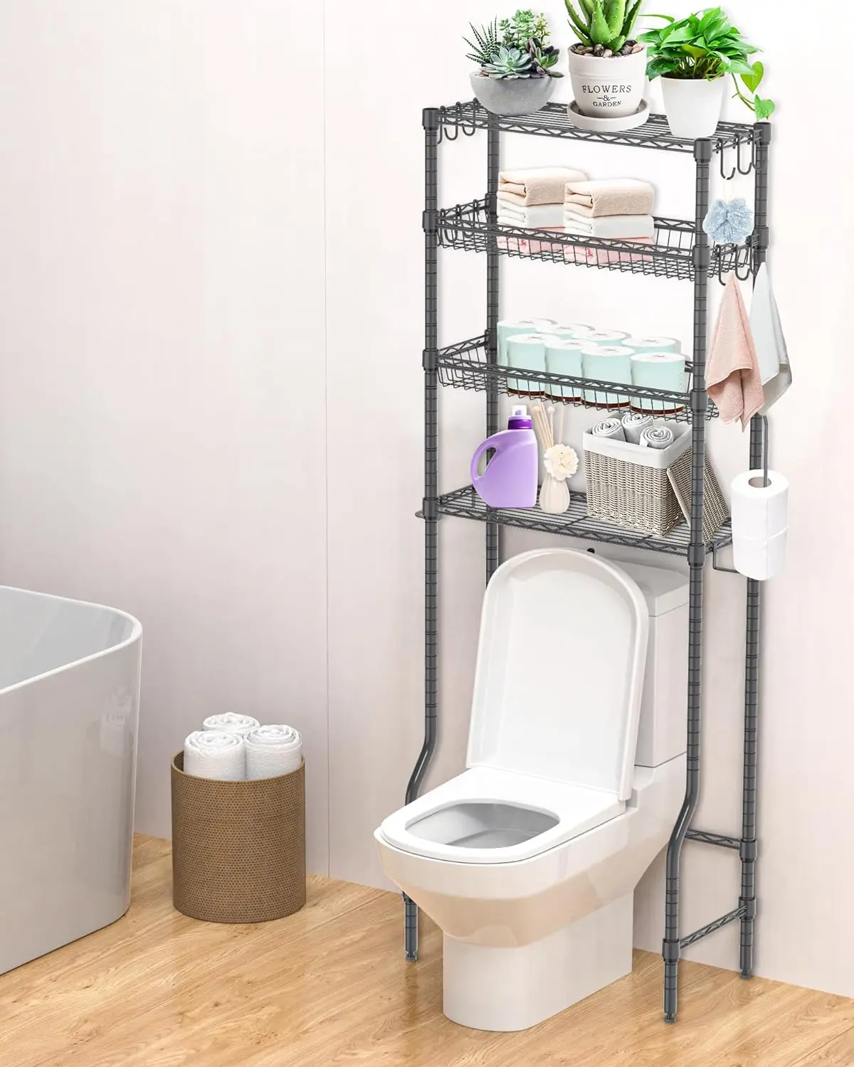 

Over The Toilet Storage, 4-Tier Bathroom Shelves Shelf Above Rack Freestanding