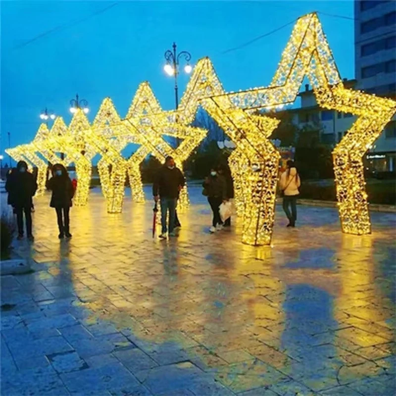 Christmas Light Tunnel Christmas Star Pattern Rope Light 3D Pattern Christmas Decoration String Light