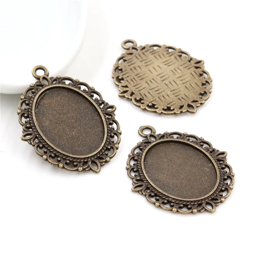 10 sztuk 18x25mm wewnętrzna rozmiar 8 kolory w stylu Vintage styl Cameo Cabochon ustawienia bazy wisiorek naszyjnik ustalenia — zdjęcie 7