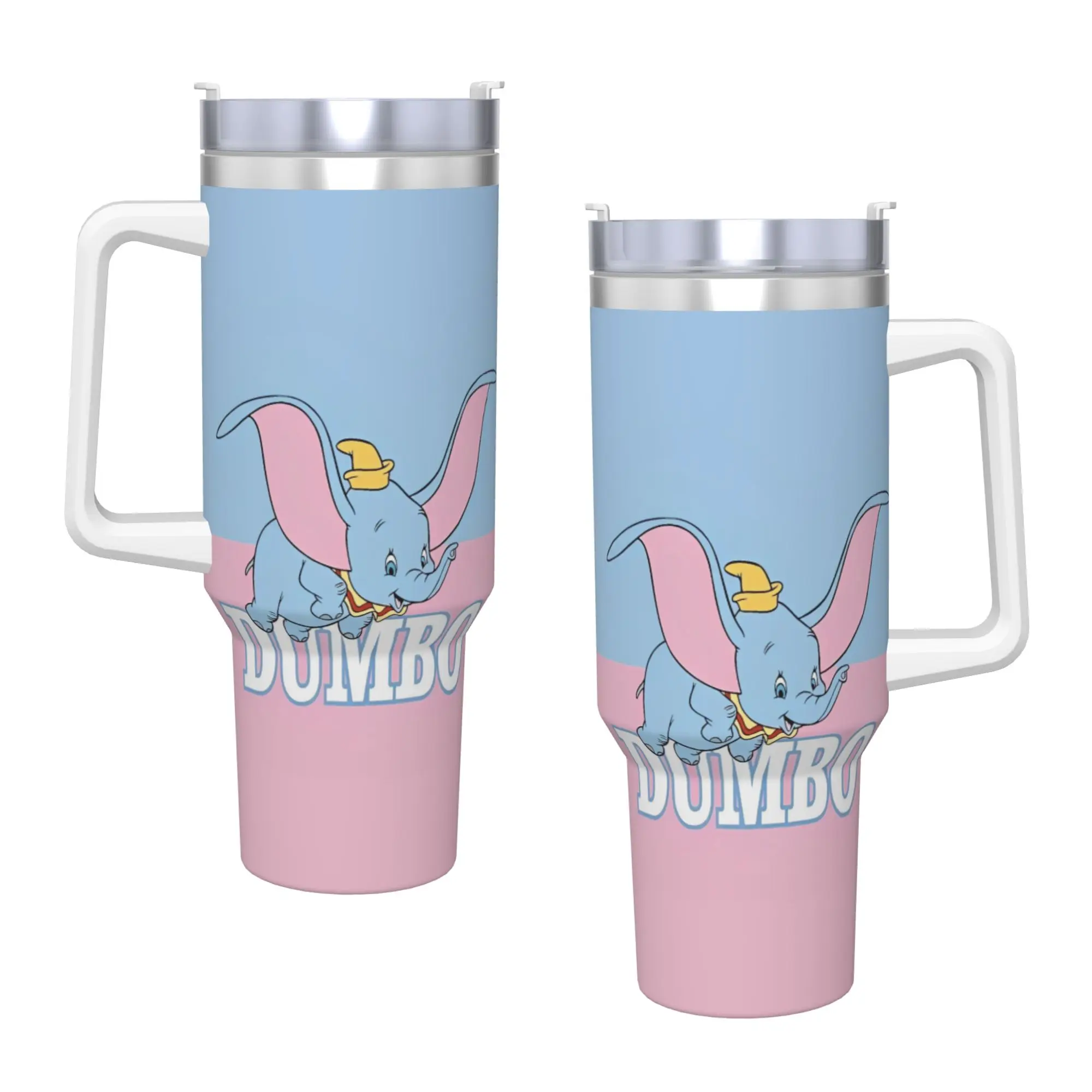 Vaso Térmico de Acero Inoxidable Dumbo, Taza de Café para Camping con Pajitas y Tapa, 40 oz, Taza para Bebidas Frías, Botella de Agua