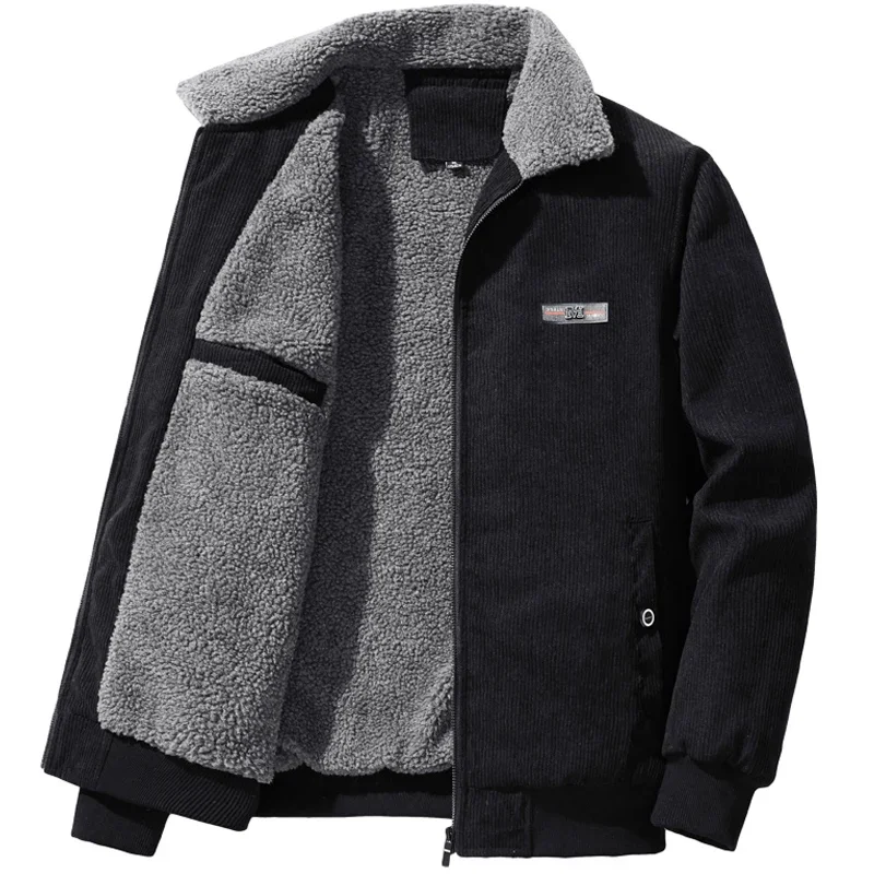 Jacket Mens autumn Winter New mens jacket collar Solid color Corduroy Jackets men business casual coat Men\'s coats M-4XL 5XL2202