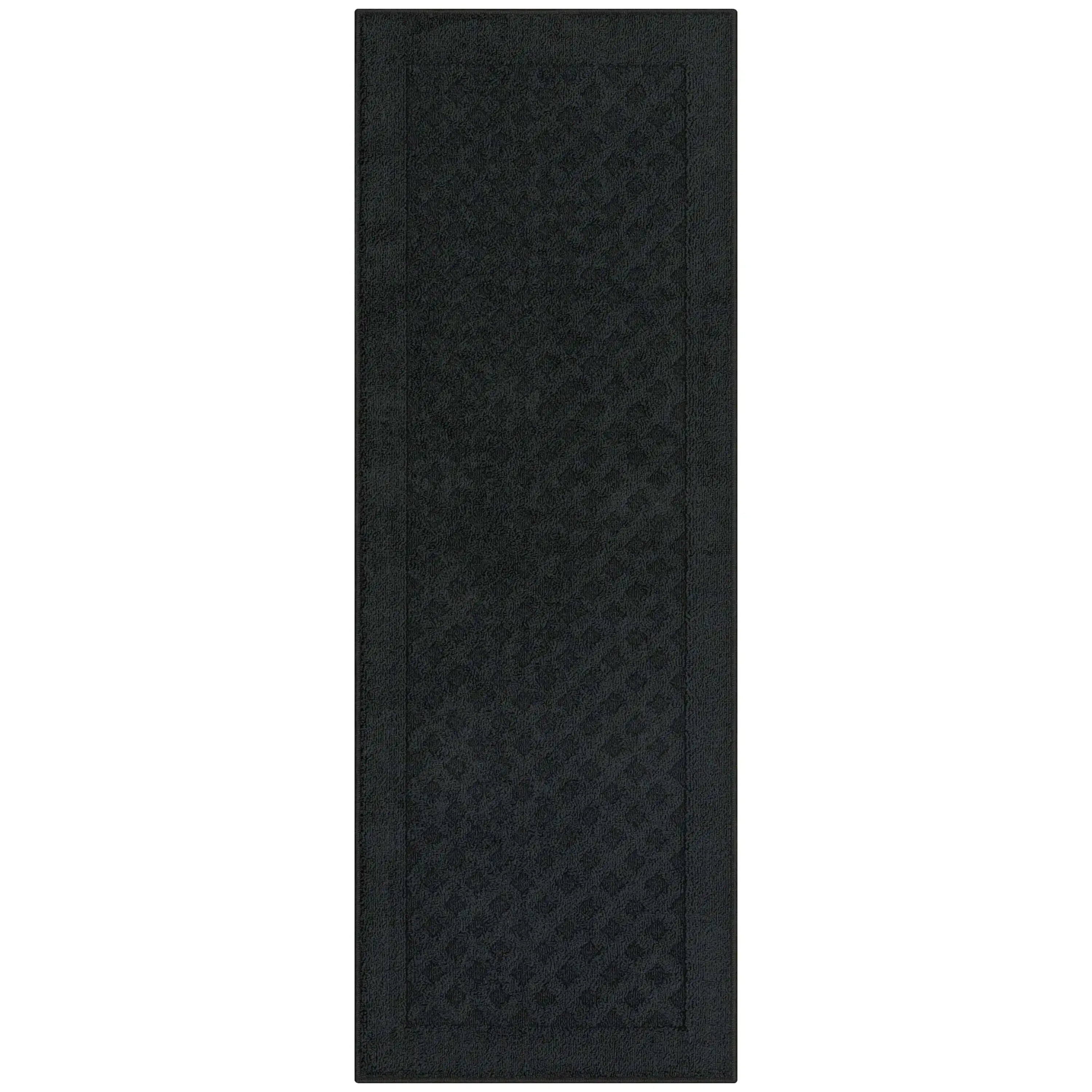 

Dylan Solid Diamond Olefin Black Indoor Runner Rug, 1'9x5'