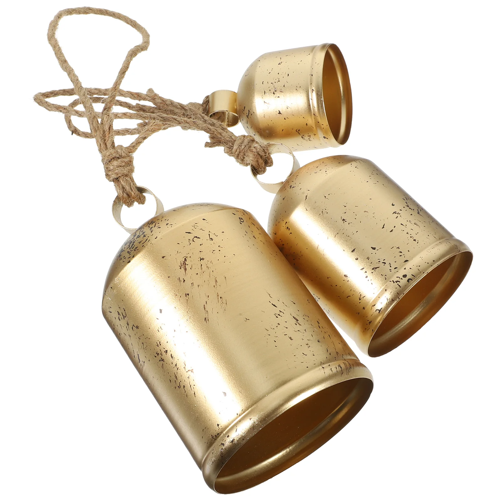 3 Pcs Metal Hanging Cowbell Bells for Christmas Decorations Vintage Rustic Rural Three Piece Suit