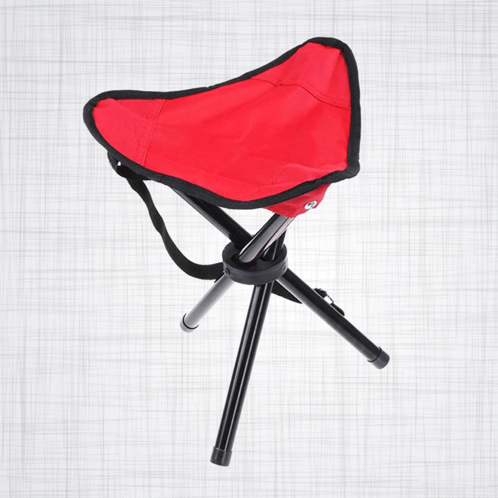 Portable Folding Tripod Stool Three Legged Stool Chair Seat for Fishing Camping Hiking (Red)