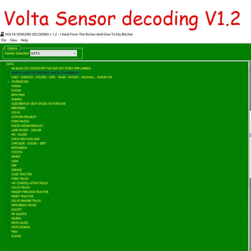 VOLTA SENSOR DECODING V1.2 for Car Truck Bus Tractor Car Repair Tool Diagnostic Tools