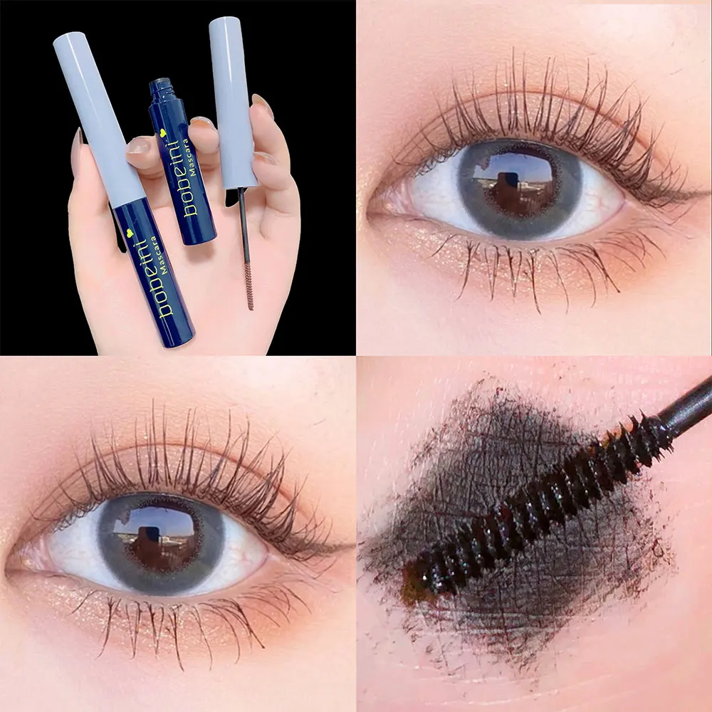 Fine brush head mascara is waterproof, slender, curled, thick and not easy to smudge. Newbie women's mascara base makeup