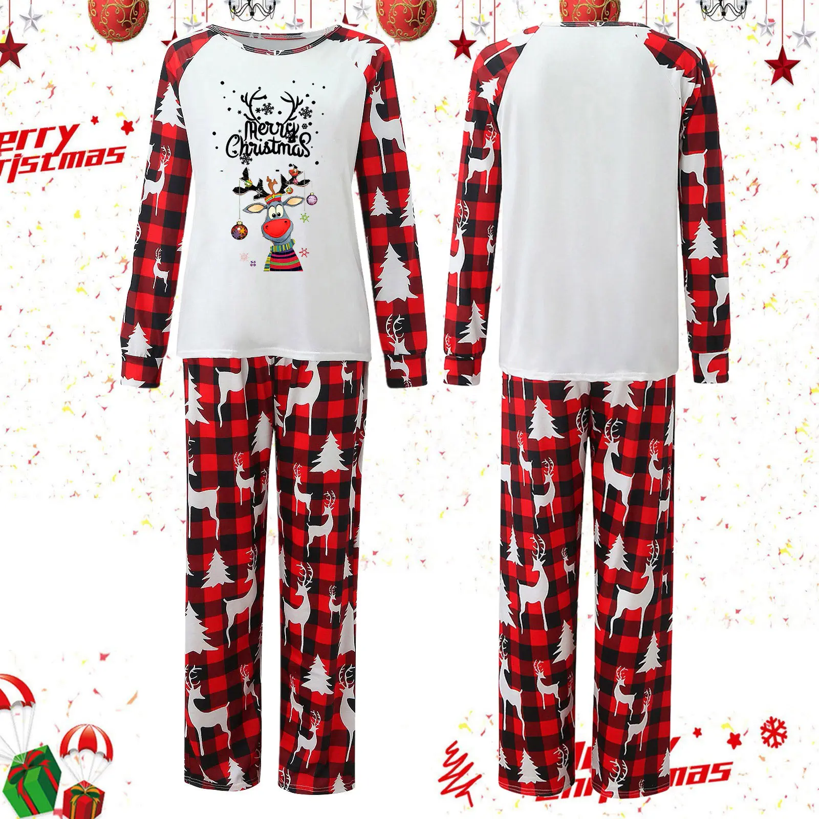

Christmas Pyjamas Family Set Pyjamas Christmas Partner Women Men Children Christmas Matching Plaid Pajamas for Family And Dog
