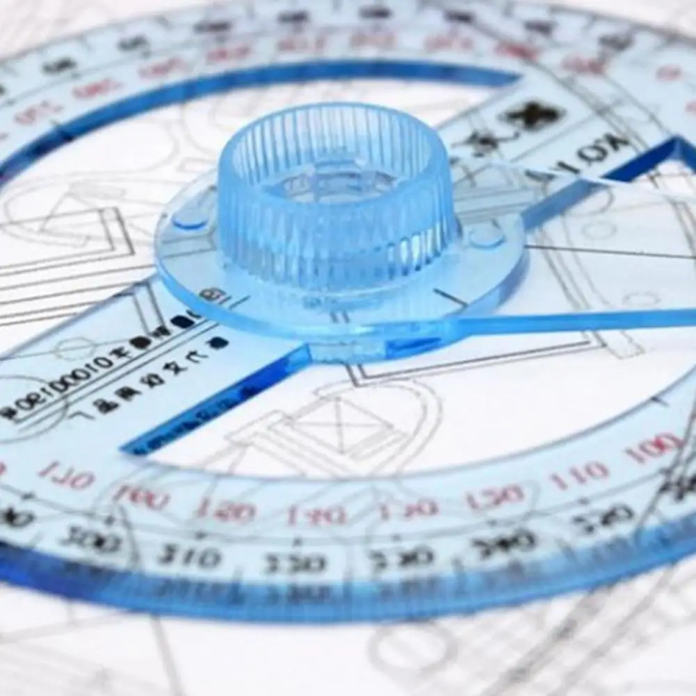 Blue Color  Excellent Angle Protractor with 360 Degree Rotating Pointer Plastic Angle Protractor Easy to Read   Office Supplies