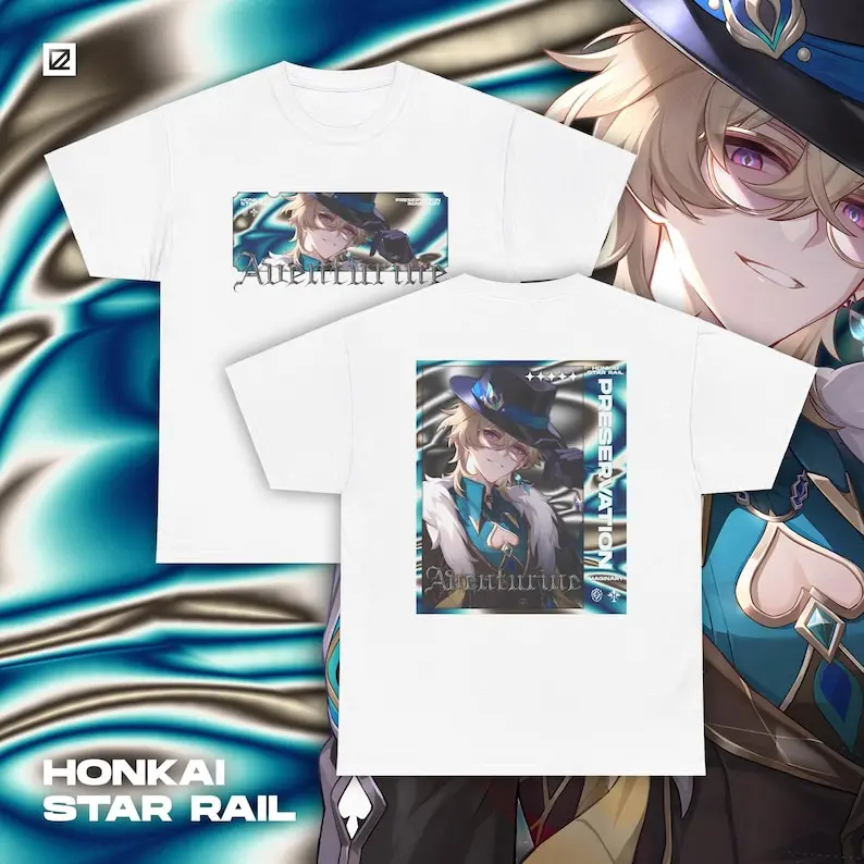 Honkai Star Rail Aventurine Shirt HSR Gacha Game Merch Fan Shirt Unisex Cotton