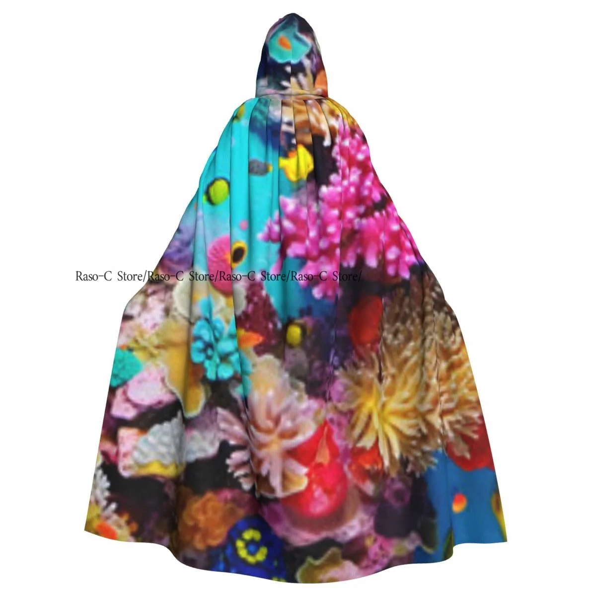 Unisex Witch Party Reversible Hooded Adult Vampires Cape Cloak Coral Reef Ecosystem