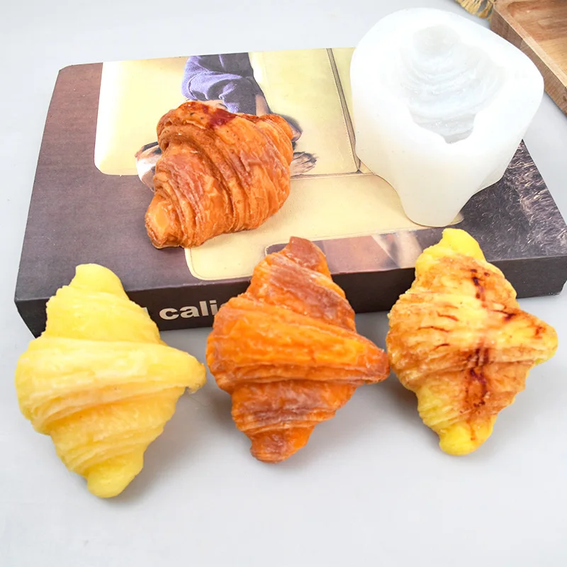 New Arrival Simulated Bread Candle Silicone Mold French Snack Croissant Design DIY Art Soap Aromatherapy Making Shell Mould