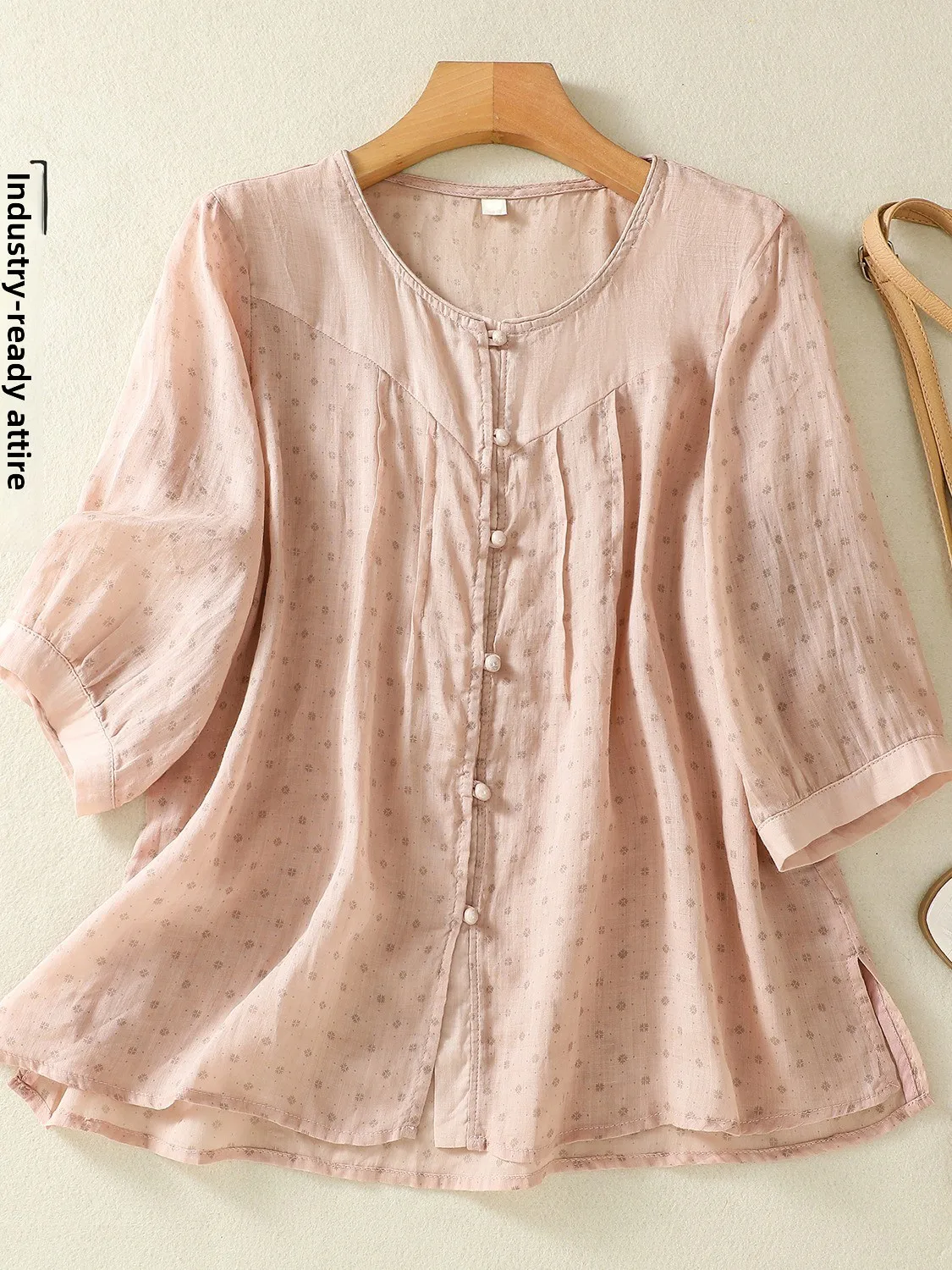 Künstlerische Baumwolle Leinen Blumendruck Damen irt round Ne ort Sve Bequeme lockere Passform Übergröße Chinesische Marke Sommer...