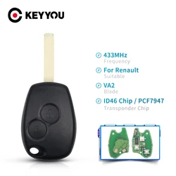 KEYYOU 433MHz chiave telecomando a 2 pulsanti per Renault Duster Modus Clio 3 Twingo DACIA Logan Sandero Kangoo PCF7947 PCF7946 Chip