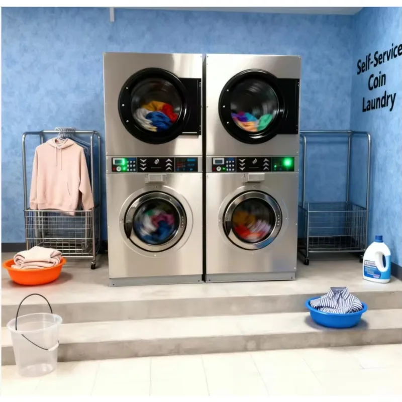 Custom Commercial Washing Machine for Sale Stacked Washer Dryer Combo Coin Operated Available