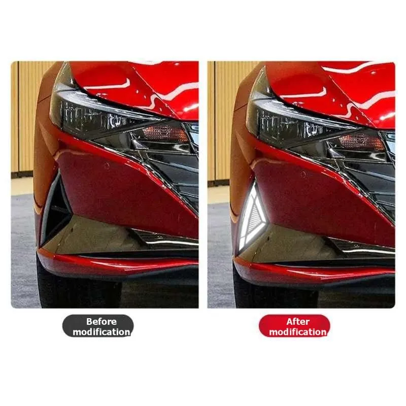 

LED Daytime Running Lights Blue Fog Light For Elantra 2021 2022 White DRL Amber Turn Signal Night Light-Boom
