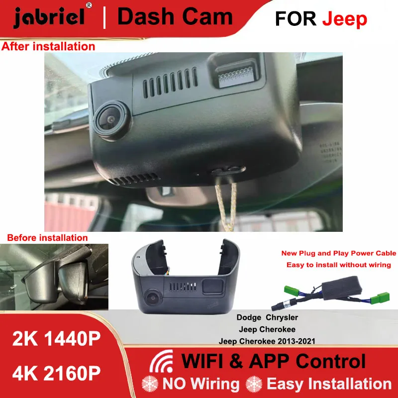 

Видеорегистратор Jabriel 4K Wi-Fi для Jeep Cherokee, Dodge, Chrysler 2013-2021 годов выпуска