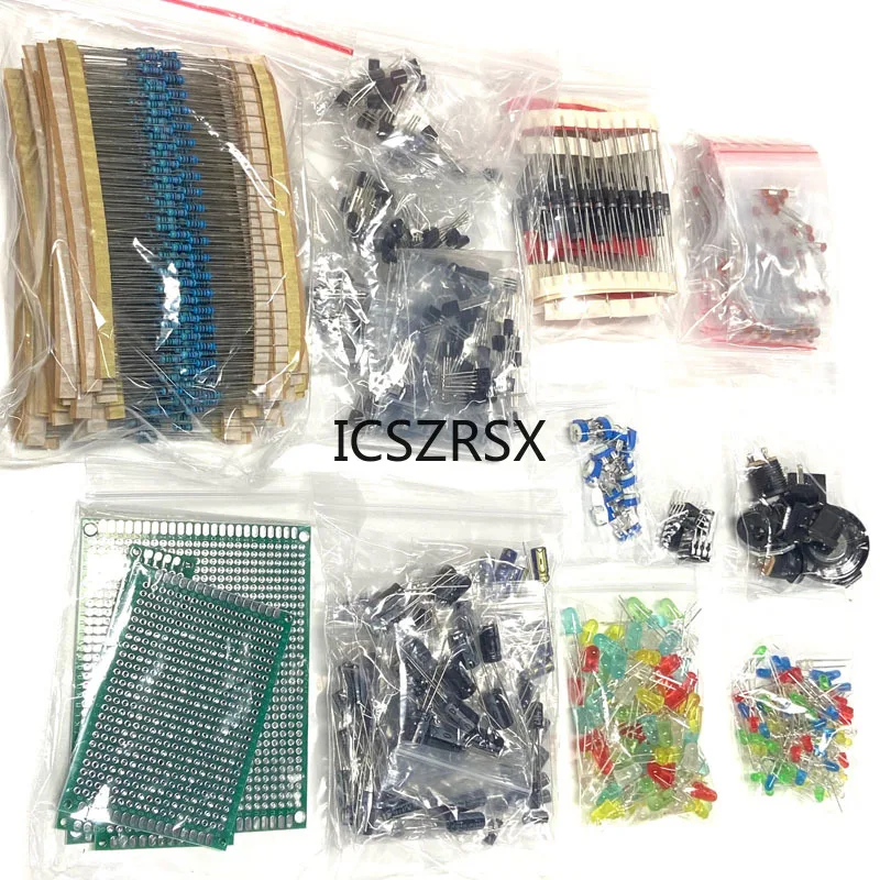 1818pcs DIY Elektronik Komponenten Kit Sortiment Widerstände Potentiometer DIP-IC LED Triode Kondensatoren Dioden PCB Tasche/Box
