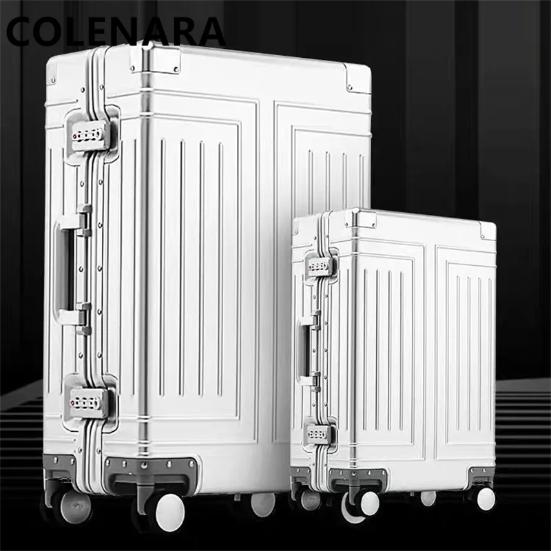 

Чемодан COLENARA из алюминиево-магниевого сплава, 20/24/26/29 дюймов, мужской деловой чемодан-тележка для путешествий