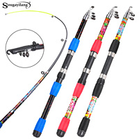 Sougayilang Telescopic Fishing Rod 3 Colors 1.8m Ultralight Fiberglass EVA Handle Carp Spinning Rod for Saltwater and Freshwater