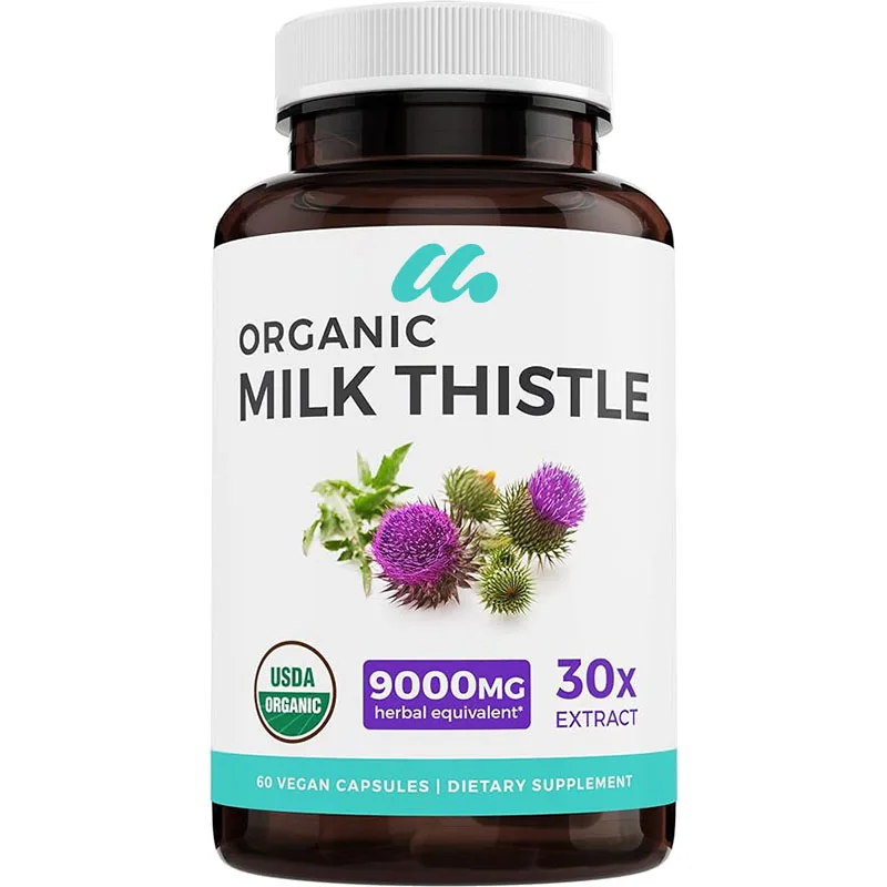 

Organic Milk Thistle Capsules -80% Silymarin - Milk Thistle Seed Extract - Vegetarian Supplement