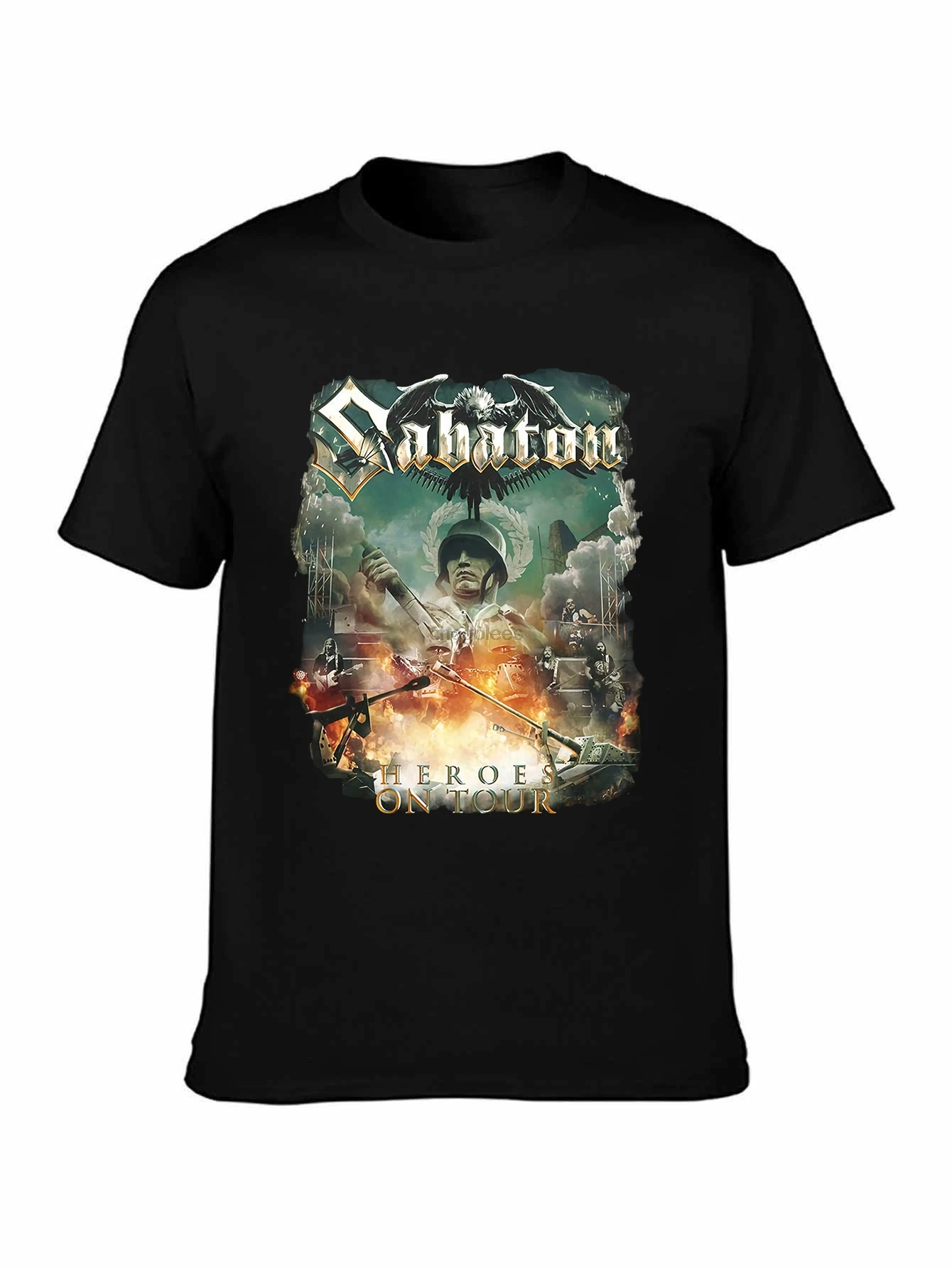 تي شيرت مرخص-Sabaton-Heroes On Tour من القطن المعدني السويدي Power US1