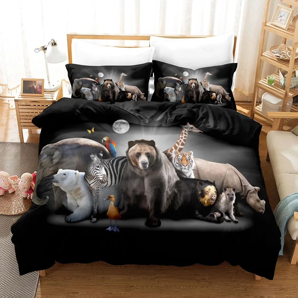 3D Elephant Bedding Set Single Twin Double Queen King Cal King Size Bed Linen Set