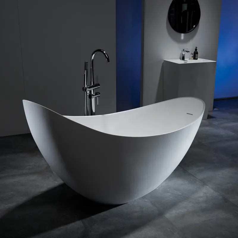 for 2022 New Artificial Stone Bathtub Special Shaped Art Matte White Resin Tub Independent Freestanding Convenient Bath
