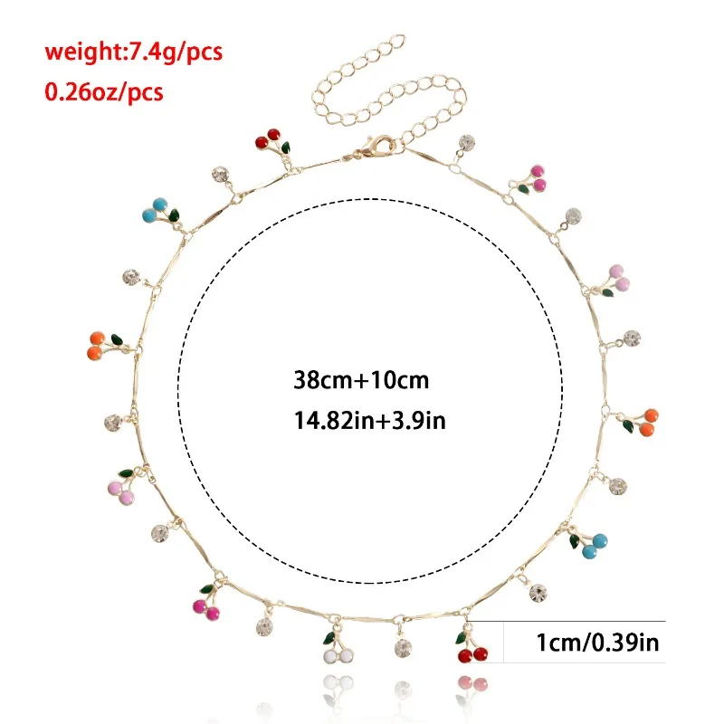 Korean Color Oil Dripping Cherry Pendant Necklace for Women Cute, Sweet and Cool Accessories image 5