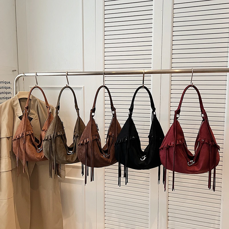 

Hobos из искусственной замши, однотонная сумка с верхней ручкой, высококачественные дорожные сумки на плечо большой вместимости, этнические водонепроницаемые прочные сумки