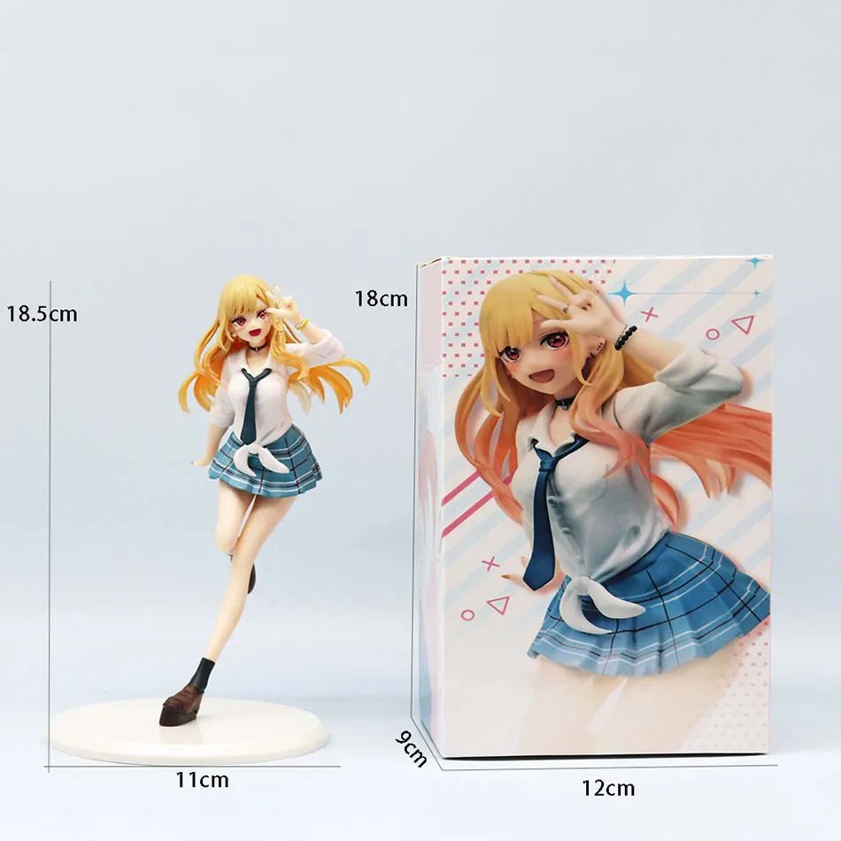 Figura de Anime Original My Dress Up Darling de 18cm, uniforme Coreful Kitagawa Marin, Parka, figura de acción, estatua de Pvc, modelo de juguete