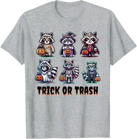 Trick or Trash Halloween Lustiges Waschbär-Herbst-T-Shirt, Y2k Niedliches Waschbär-Halloween-T-Shirt, Trendiges Gruseliges und Wildes T-Shirt – Detail 7