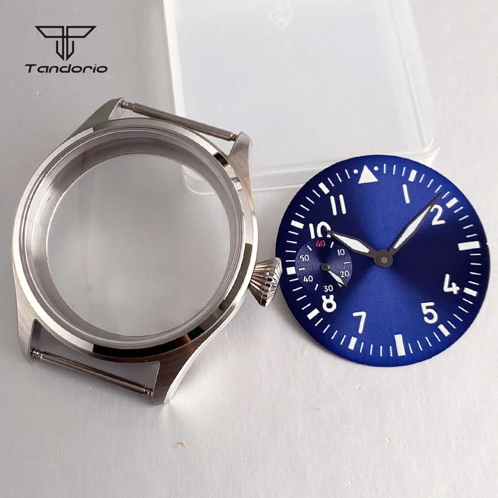 Steel 42mm Pilot Watch Case & Dial Set Sapphire Fit ETA6497 ST3600 Hand Winding Movt Clear Back Retro Wristwatch Mod Accessories