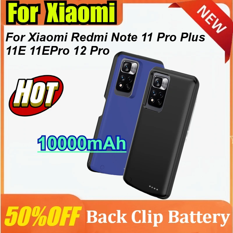 

New 10000mAh External Battery Charger Case for Xiaomi Redmi Note 11 11Pro Plus 11E 11EPro 12 Pro Charging Power Bank Case