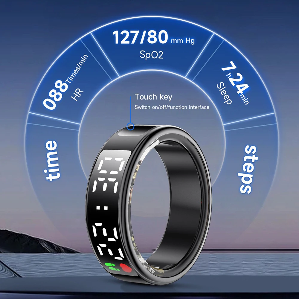 

Экран дисплея и сенсорное умное кольцо, мониторинг сна, помощник по здоровью, беспроводная зарядка, 5 атм, водонепроницаемость для мужчин и женщин, подарок