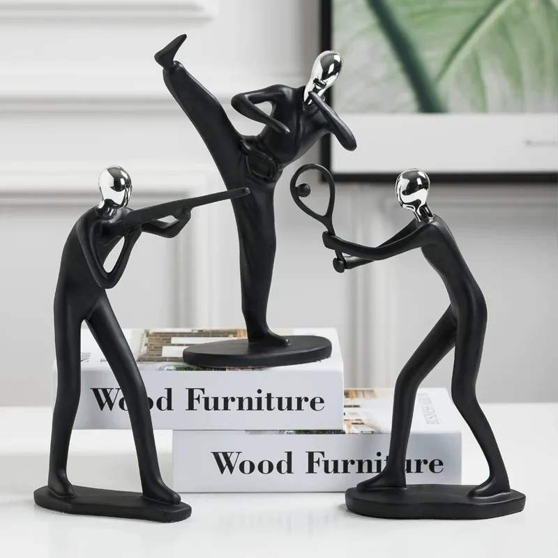 23cm Abstract Sculpture Modern Sports Golf Player Golfer Kung Fu Shooting Football Resin Statue Home Desktop Decor Ornament gift