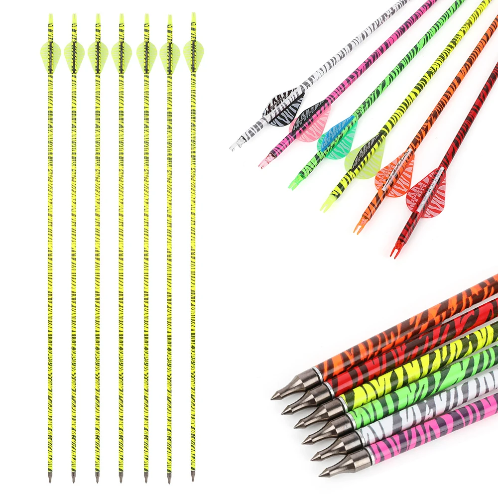 

6/12 шт. карбоновых стрел 31,5 дюйма, жесткость 500, для стрельбы по мишеням, наконечник 100 гран, ID 6,2 мм, OD 7,8 мм, для стрельбы из лука и охоты