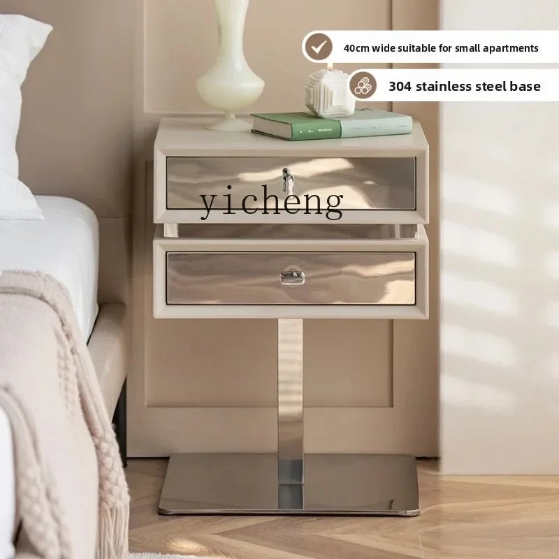 b26 Bedside Table Stainless Steel High Leg Light Luxury Bedside Storage Bedside Cabinet