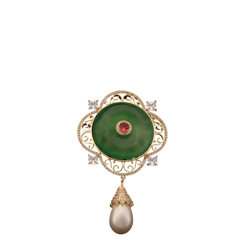 

Classical Retro Brooch for Women Suit Coat Luxury High-End Accessories Cheongsam Neckline Chinesel Style Pins Pearl Jewelry 615