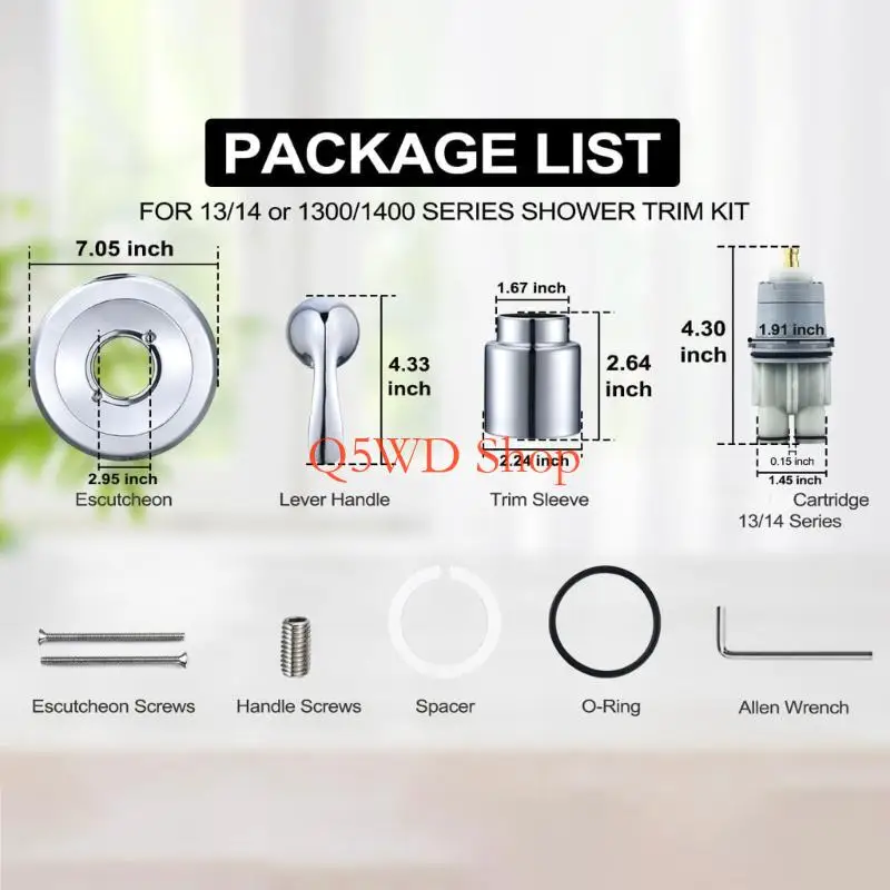 Q5WD Shower Valves Trim Replacement Kits For 13/14 Series And R10000 Valves Bathroom Trim lever Handle Easy to Install