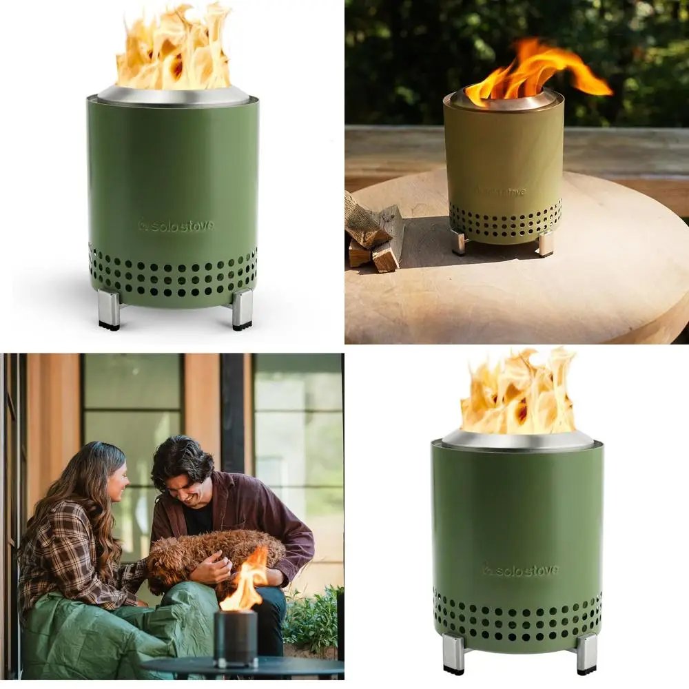 

5.1 Inch Smokeless Stainless Steel Fire Pit - Portable Wood or Pellet Burning Outdoor Patio Bonfire, 1.4lbs, Deep Olive