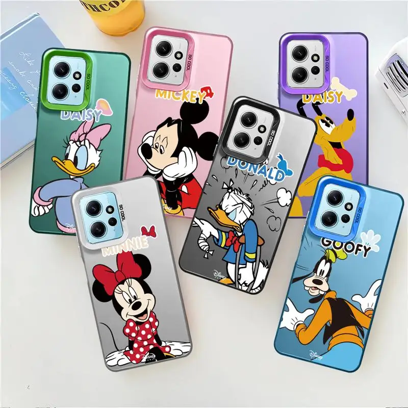 Goofy Saisy Donald Duck Pluto Phone Case for Xiaomi POCO X3 X5 NFC F4 MI 13T 12T 11 Redmi 10 9T 9C K60 Silver Plating Cover