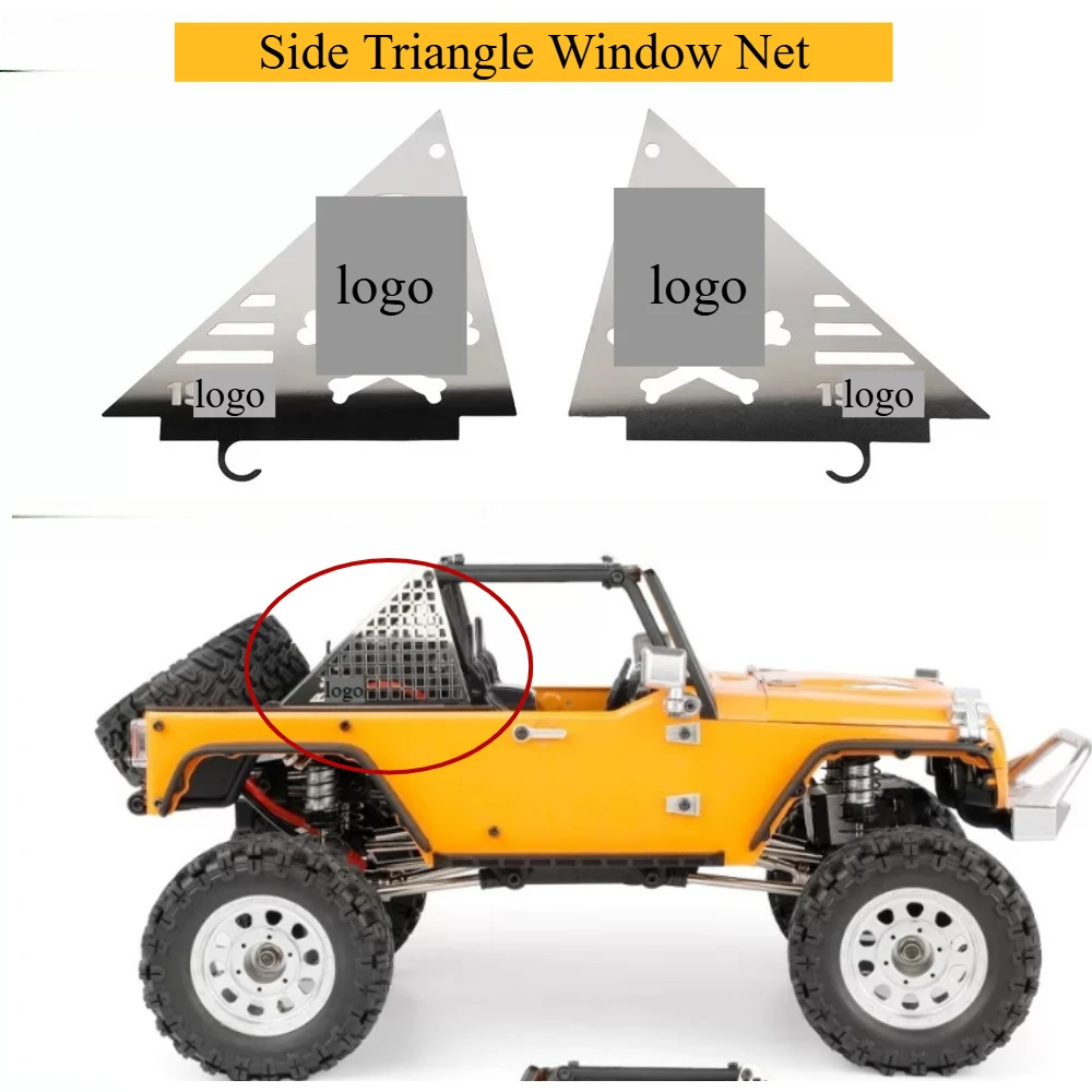 Custom Color Metal Side Triangle Window Net 1941 JK Exterior Decor Upgrade Parts for 1/12 MJX H12Y RC Off‑Road Crawler Accessory