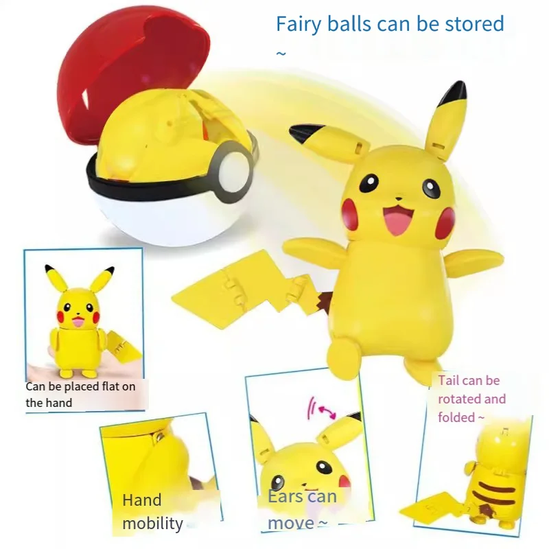 Anime Cartoon Figure Pokeball Box Original Pikachu Deformation Super Dream Fire-Breathing Dragon Pocket Monster Model Present