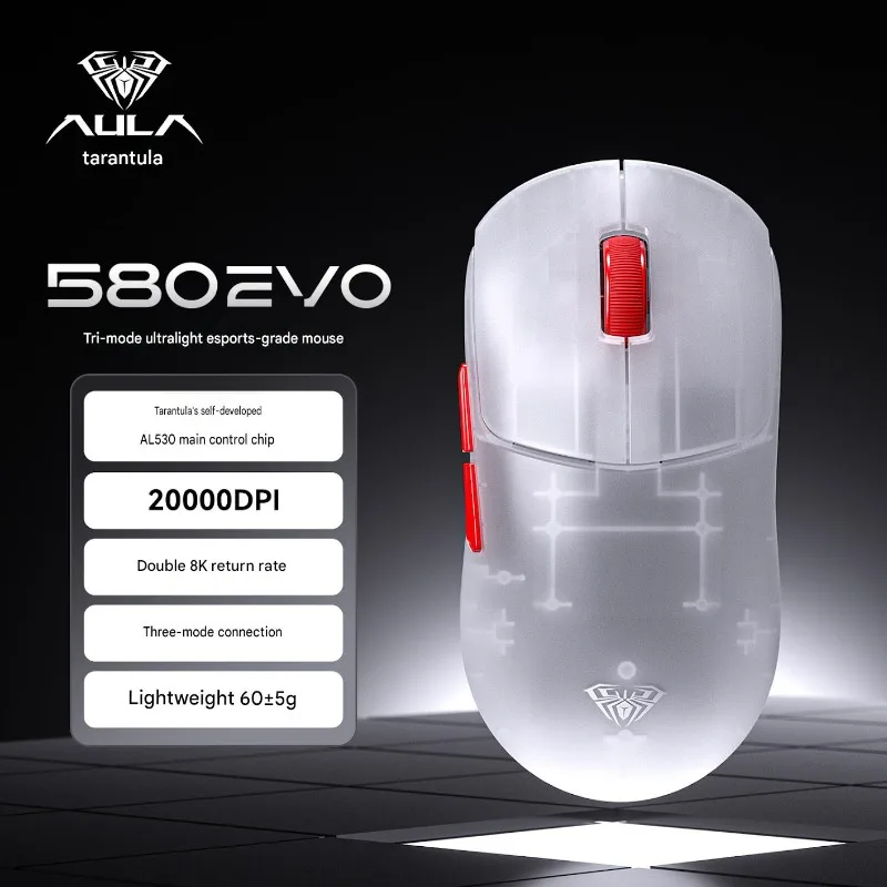 AULA SC580 EVO Wireless Gaming Mouse Dual 8K Polling Rate Tri Mode Bluetooth 2 4G Wired 20000DPI AL530 Sensor Mice Unique