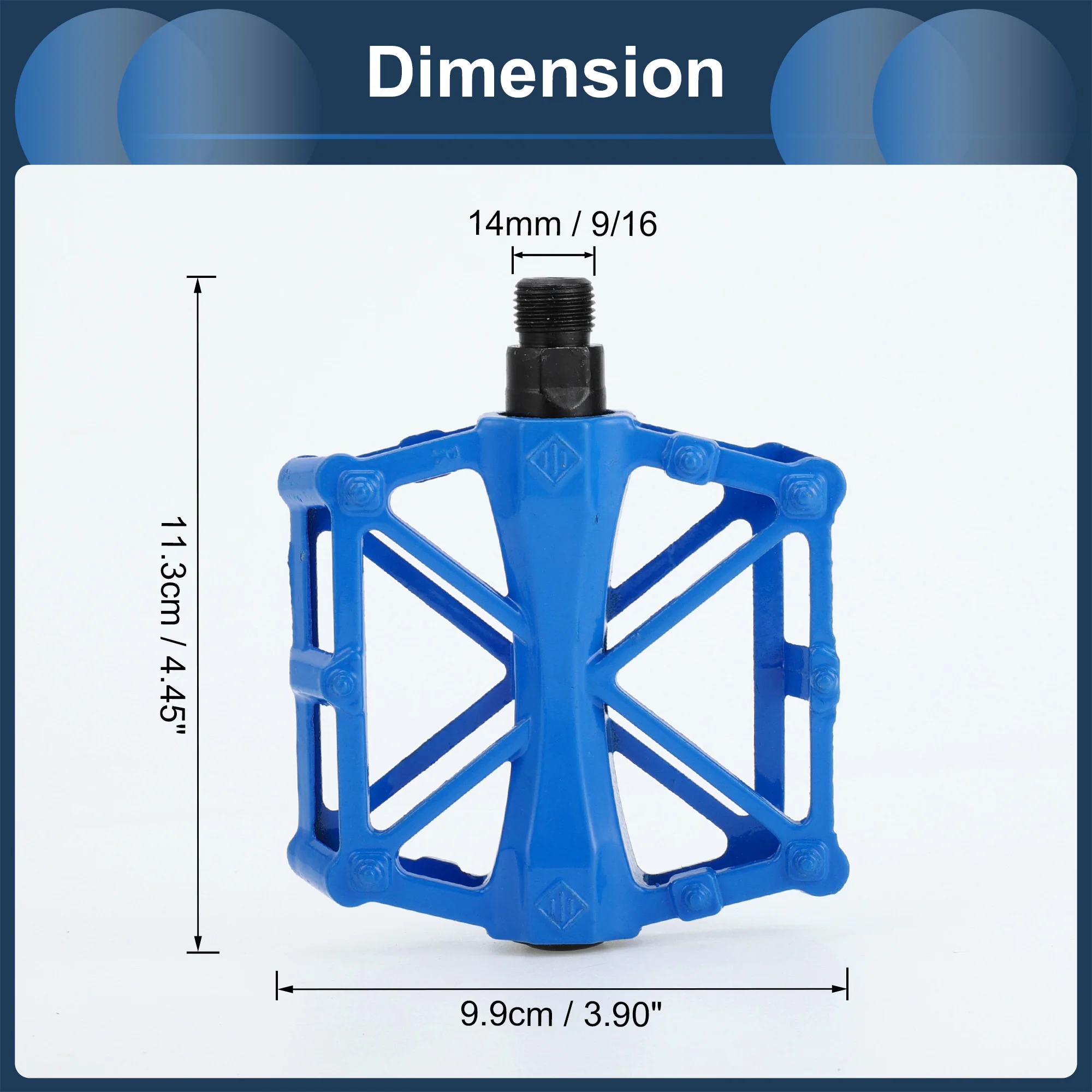 

X Autohaux Cycling Bike Pedal, 9/16" Spindle Aluminum Alloy Mountain Bike Pedals Blue for Road Mountain BMX MTB Bike